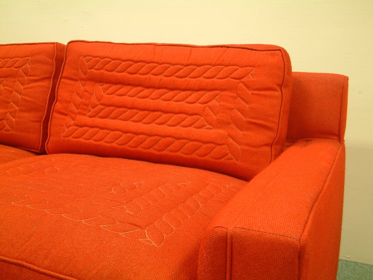 Mid-Century Modern Custom Red Pullman Sofa